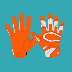 american football gloves, modern style, designed in orange and white,