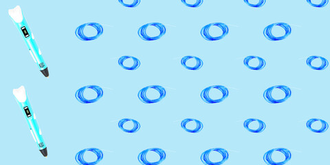 Seamless pattern zd of the handle and spare wheel for it on a blue