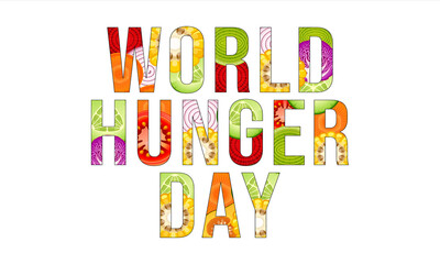 World Hunger day is observed each year on May 28 across the globe. it is the annual day to advocate for sustainable solutions to hunger and poverty. Vector illustration.