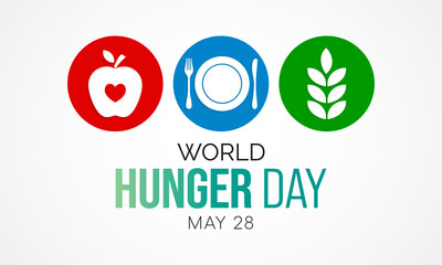 World Hunger day is observed each year on May 28 across the globe. it is the annual day to advocate for sustainable solutions to hunger and poverty. Vector illustration.