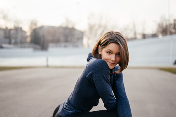 Fototapeta premium Portrait of cheerful woman posing for camera.