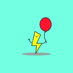 Lightning holds balloon Illustration. modern simple vector icon, flat graphic symbol in trendy flat design style.