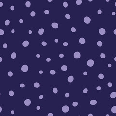 Fototapeta na wymiar Vector purple blue and lilac spots seamless pattern background. Perfect for summer dresses, birthday party hats, table cloth, 