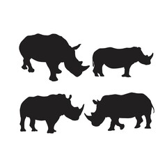 collection of rhino animal silhouettes