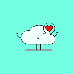 Cute cloud with love icon illustration. modern simple vector icon, flat graphic symbol in trendy flat design style.