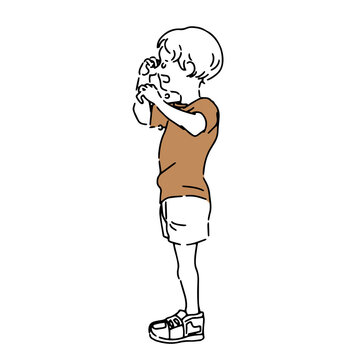 泣く 男の子 子供 イラスト シンプル 横顔 イラスト Stock Vektorgrafik Adobe Stock