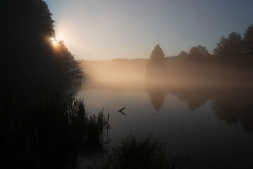 orange sunrise on the pond