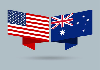 USA and Australia flags. Australian and American national symbols. Vector illustration. © metelsky25