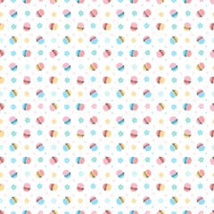 Cupcake seamless pattern. Easter cake pattern. Vector illustration in flat cartoon style.