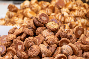 Peanuts cookie, kosher for Passover, for sale at Mahane Yehuda Market, popular marketplace in Jerusalem
