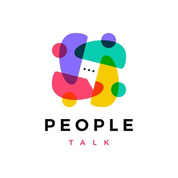 people family together human unity chat bubble logo vector icon illustration