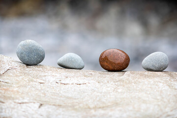 Fototapeta na wymiar .A background of pebbles by the ocean on the beach, a symbol of peace and relaxation and diversity.