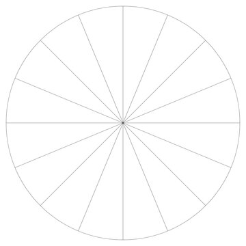 Segmented circle pie graph, pie chart infographics, presentation template design element from 1 to 36 segments
