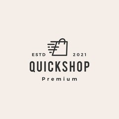 quick shop fast dash hipster vintage logo vector icon illustration