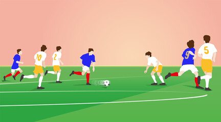 Soccer Dribble in the match. Vector
