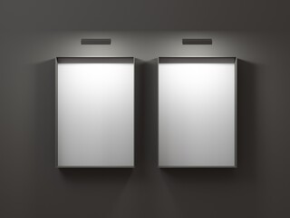 Double empty frame on black wall