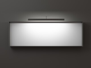 Panoramic empty frame on black wall