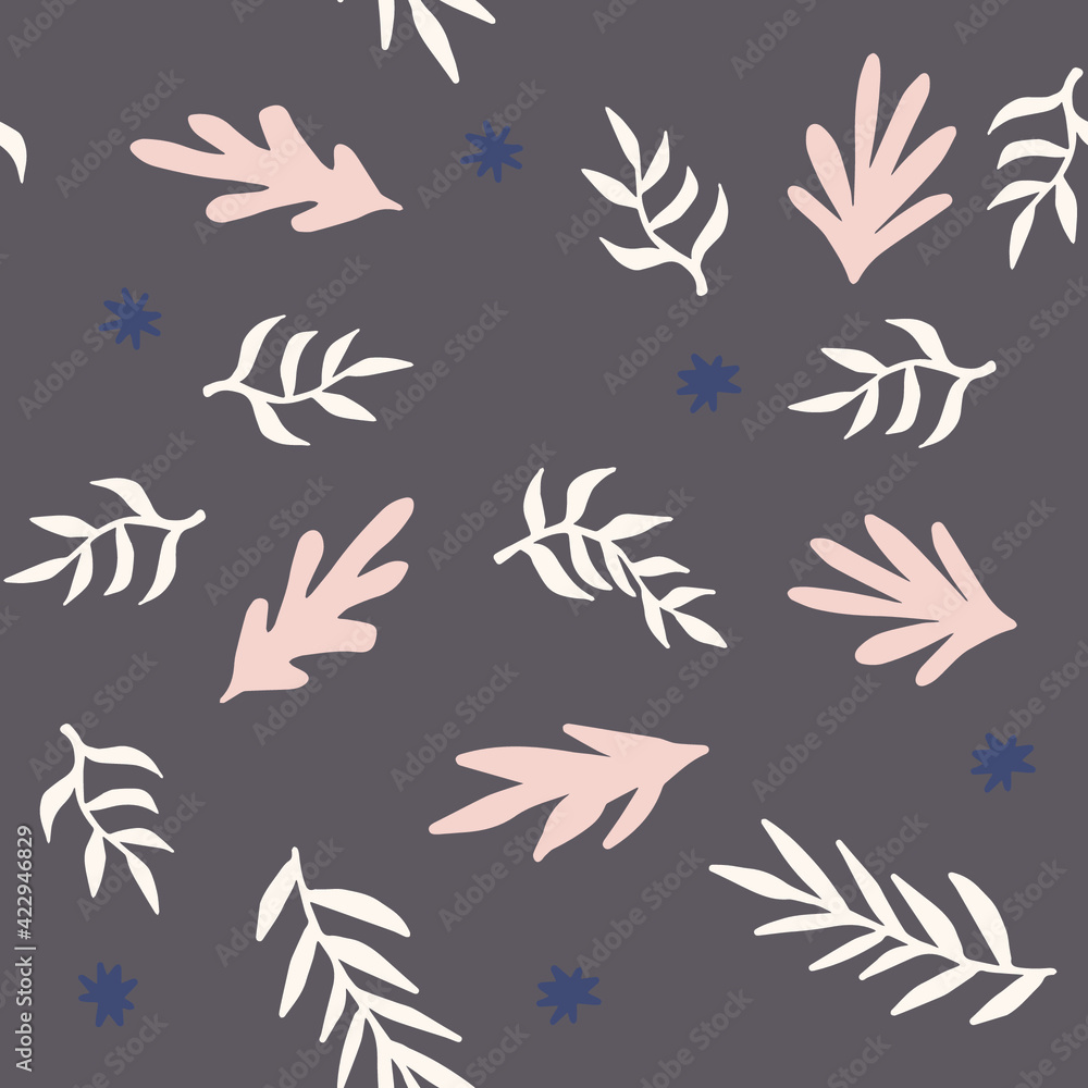 Aufkleber Beautiful Mid- Century Boho style Pattern with Palm Branches. Repeating Vector Design.