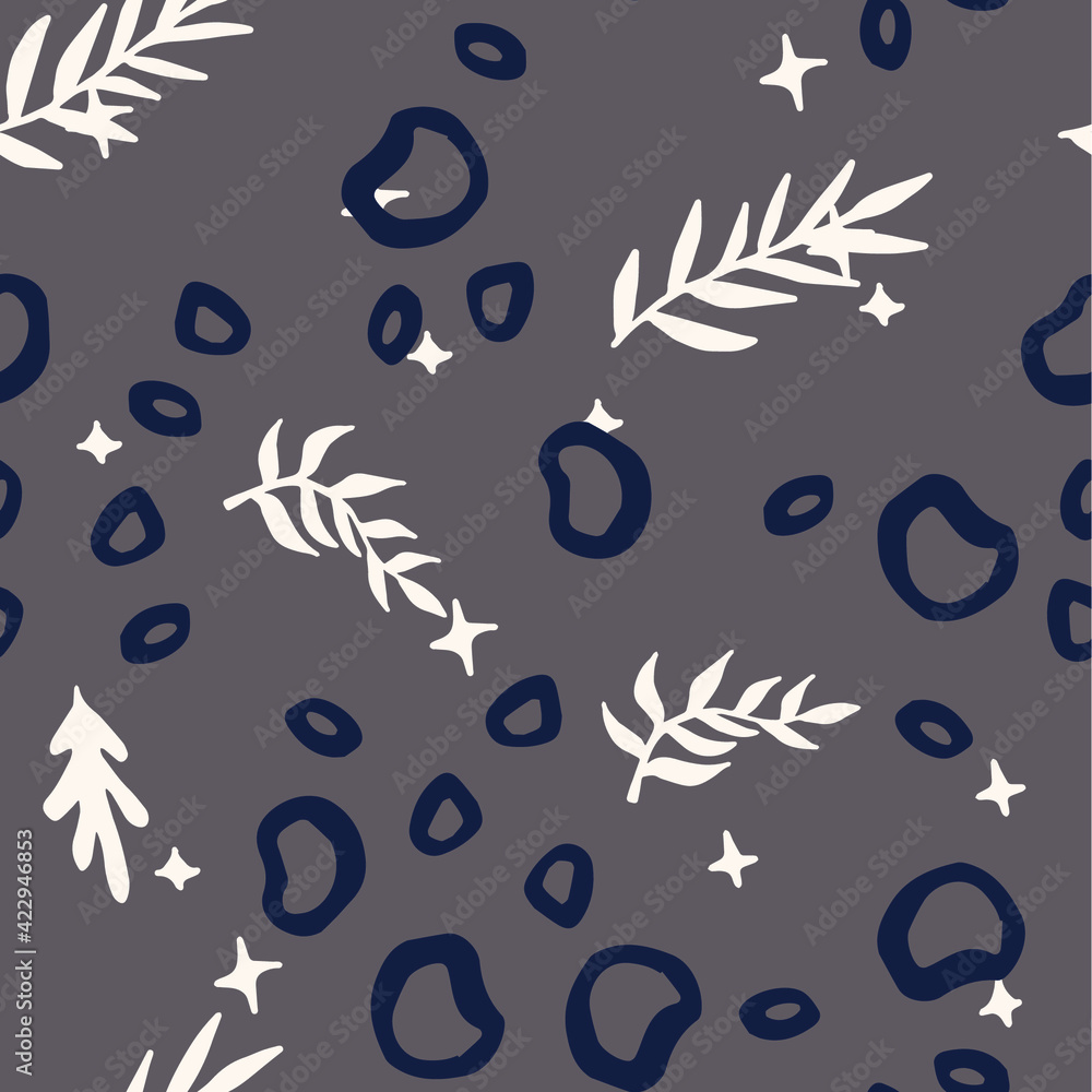 Aufkleber Beautiful Mid- Century Boho style Pattern with Palm Branches. Repeating Vector Design.