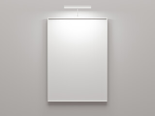 empty A4 frame on white wall with spotlights