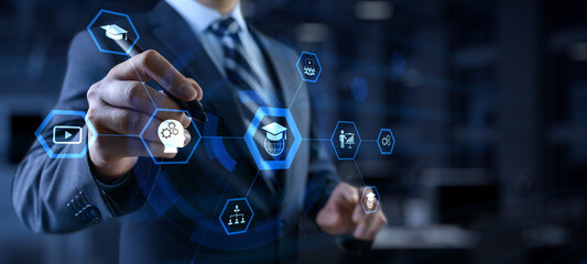 Online education internet learning e-learning concept on digital interface