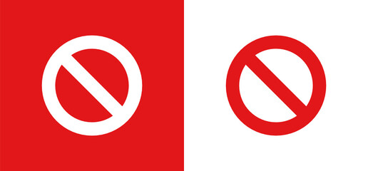 Red ban banned stop or restriction sign icon vector illustration. - obrazy, fototapety, plakaty