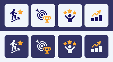 Achieve of goal and success icon set vector illustration.