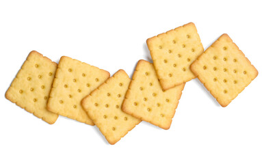 stack of crackers put on the white background with clipping mask