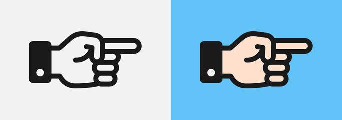 Pointing hand, forefinger, index finger Vector icon illustration.