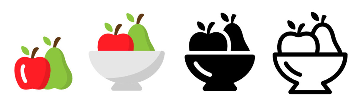 Apple, pear fruits basket icon vector illustration.