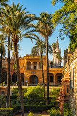 Royal Alcazar Gardens in Seville, Jardines Real Alcazar en Sevilla - obrazy, fototapety, plakaty