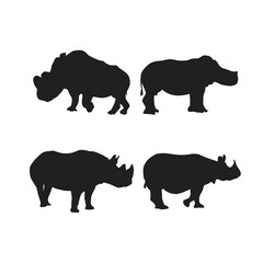 collection of rhino animal silhouettes
