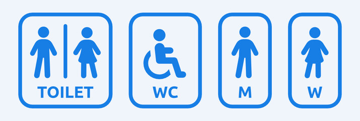 Male, Female, Handicap toilet sign vector illustration 