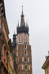 Fototapeta na wymiar City of Krakow. Market Square and St. Mary's Castle