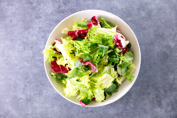 bowl of fresh lettuce- top view