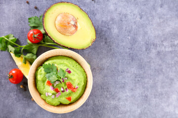 guacamole with fresh ingredient- top view