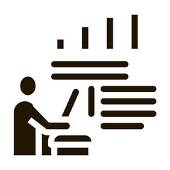 realtor with chart tells icon Vector Glyph Illustration