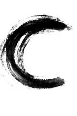 Fototapeta na wymiar Buchstabe C mit grobem Pinsel gemalt, mit schwarzer Farbe auf weißem Hintergrund