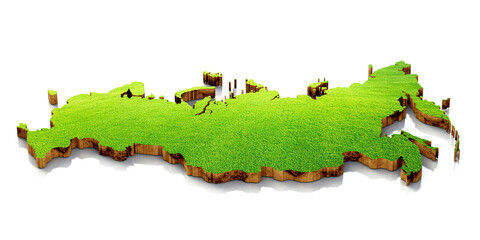 3d map of Russia isolated on white background. 3d illustration.
