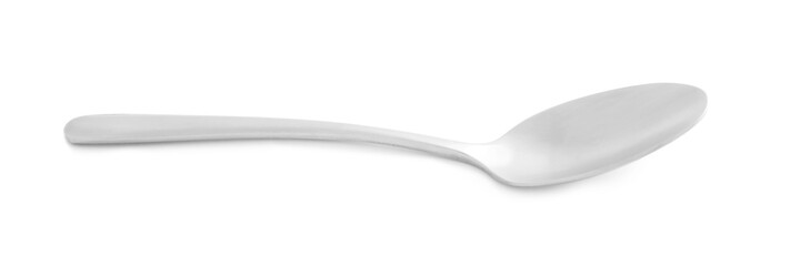 New clean spoon isolated on white. Cutlery