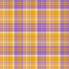 Seamless pattern in light orange, yellow and violet colors for plaid, fabric, textile, clothes, tablecloth and other things. Vector image.