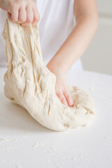 Making homemade pies or muffins and biscuits dough for breakfast or holiday. wheat flour, eggs