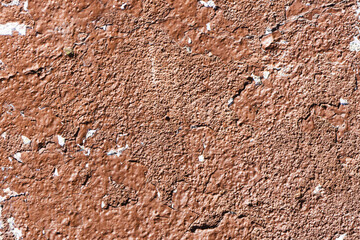 Brown paint background. Scratched lines texture. Cracked concrete wall pattern for graphic design. Peel paint crack. Grunge rustic surface. Dry paint backdrop. Rough grainy texture.