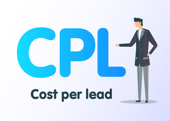 Cost per lead flat vector illustration. Pricing model.