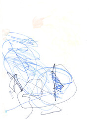 Fototapeta na wymiar Wall Art Canvas. Graphic Child Sketch.