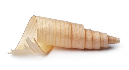 Wood shavings isolated on white background