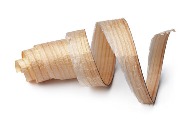 Wood shavings isolated on white background