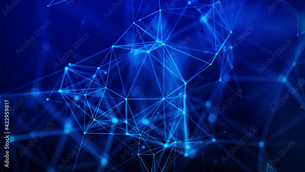 Poster network connection structure. abstract background with moving dots and lines. futuristic illustratio