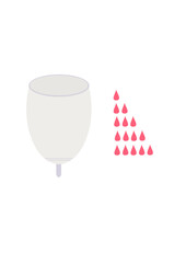Reusable personal hygiene product. Menstrual cup. Menstruation. Feminine personal hygiene product. Vector illustration. Isolated.