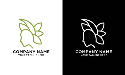 Nature Brain logo designs concept vector, Creative People logo with light bulb concept vector,